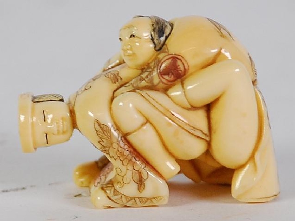 Appraisal: GOOD LATE NINETEENTH CENTURY JAPANESE CARVED AND INCISED MINIATURE EROTIC