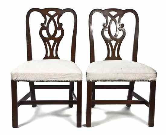 Appraisal: A Set of Six Chippendale Style Mahogany Side Chairs each