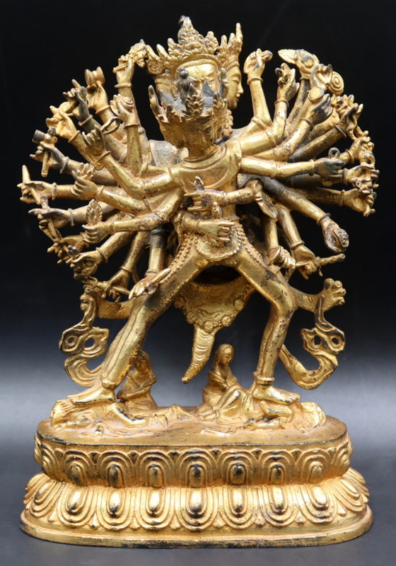 Appraisal: Gilt Bronze of Chakrasamvara and Vajravarahi Gilt bronze statue of