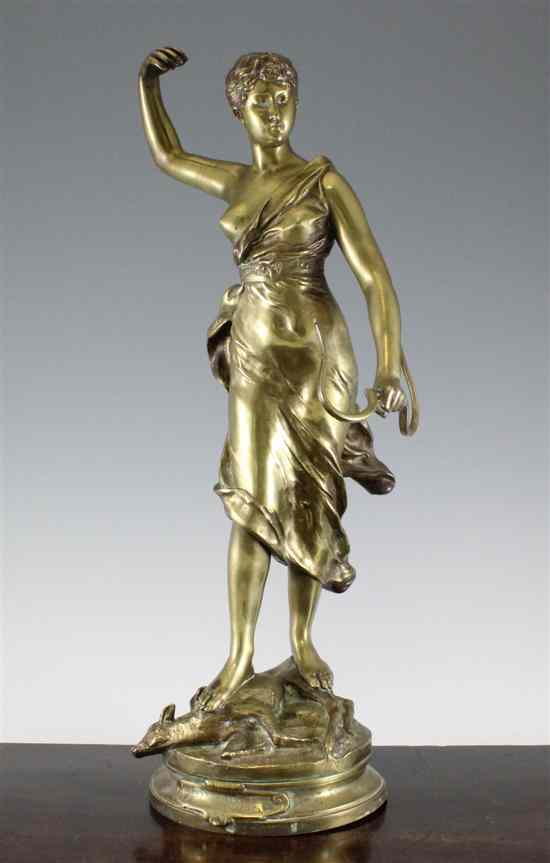 Appraisal: Henri Le Vasseur a French bronze of Diana on circular