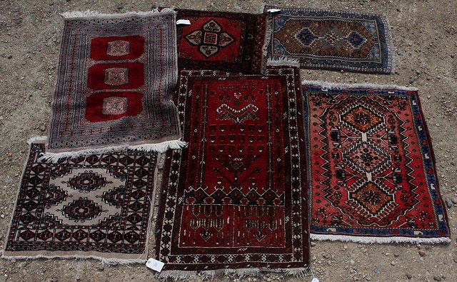 Appraisal: SIX TH CENTURY REPRODUCTION PRAYER RUGS all with geometric pattern