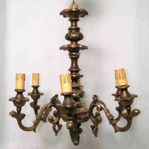 Appraisal: A French Silver Leaf Wooden Chandelier circa surmounted by an