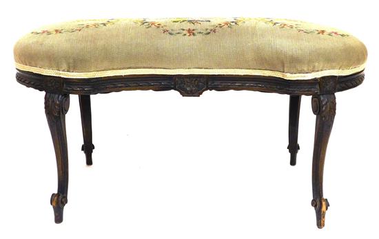 Appraisal: Early th C needlework bench kidney-shaped base resting on four