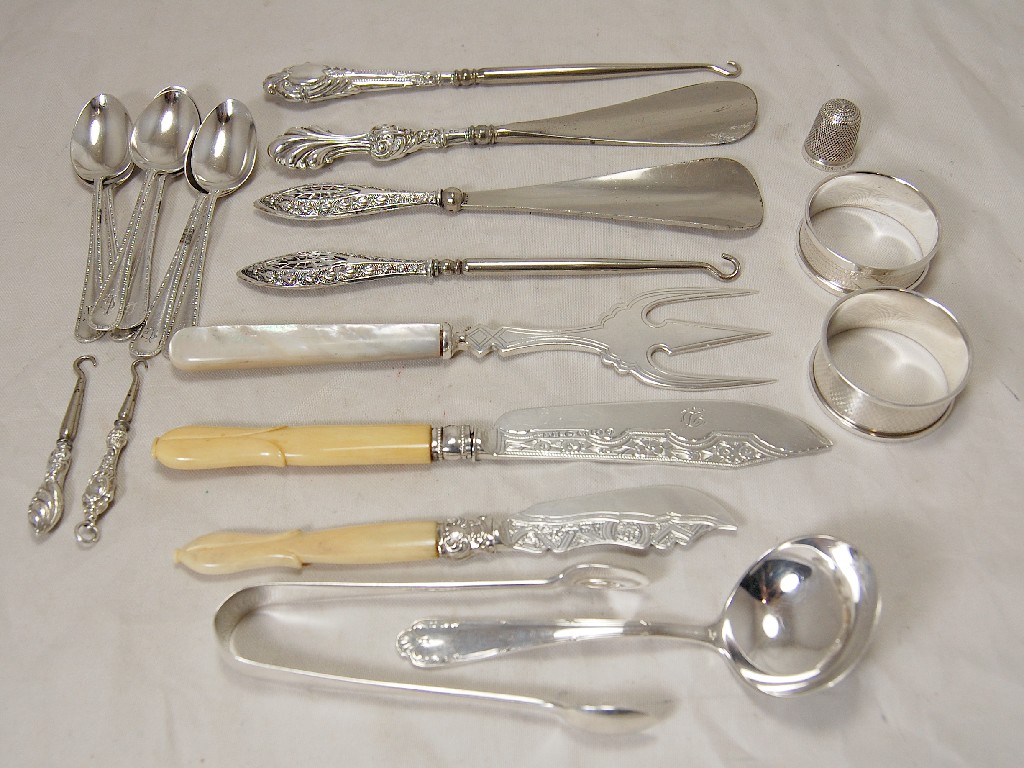 Appraisal: Lot comprising silver half dozen fancy-edged coffee spoons pickle fork