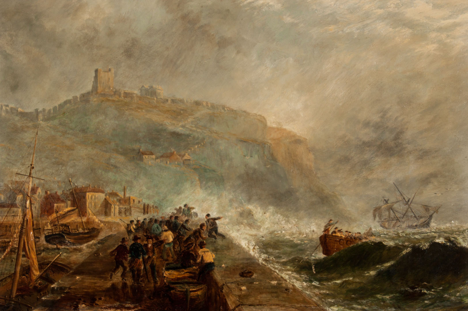 Appraisal: Atrib Alfred Montague Bringing in the Wreck oil Attributed to