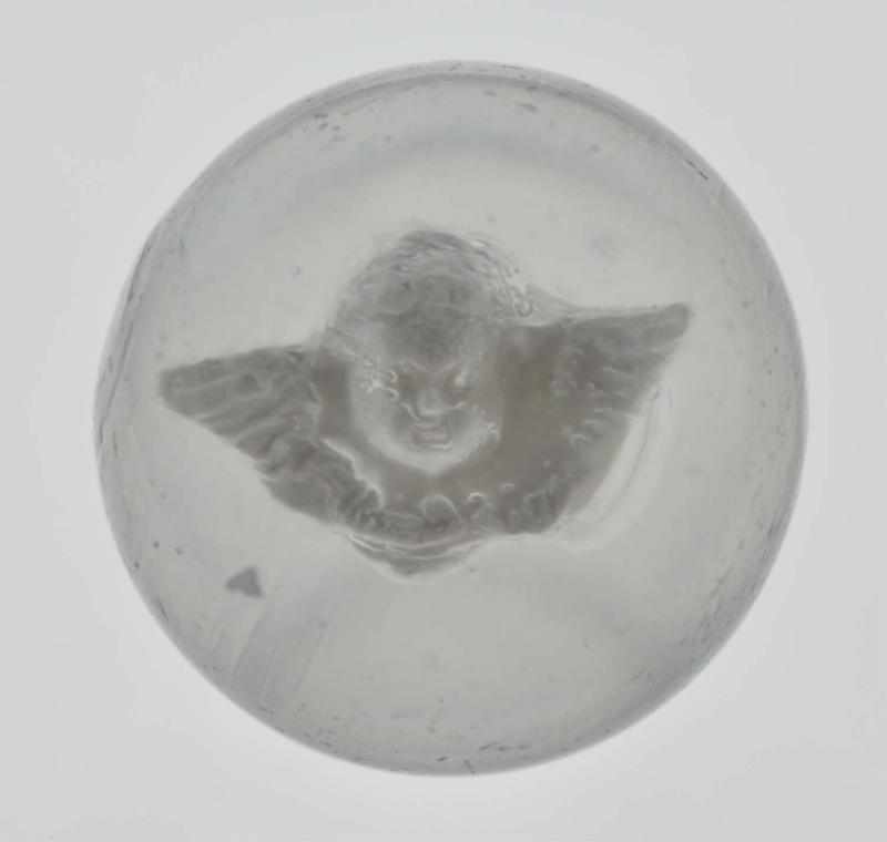 Appraisal: Cherub Head with Wings Sulphide Marble Description Very rare cherub