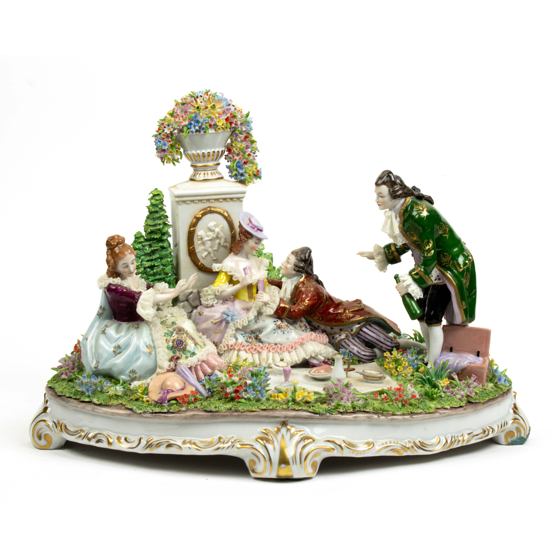 Appraisal: A GERMAN SITZENDORF PORCELAIN CRINOLINE GROUP A German Sitzendorf porcelain