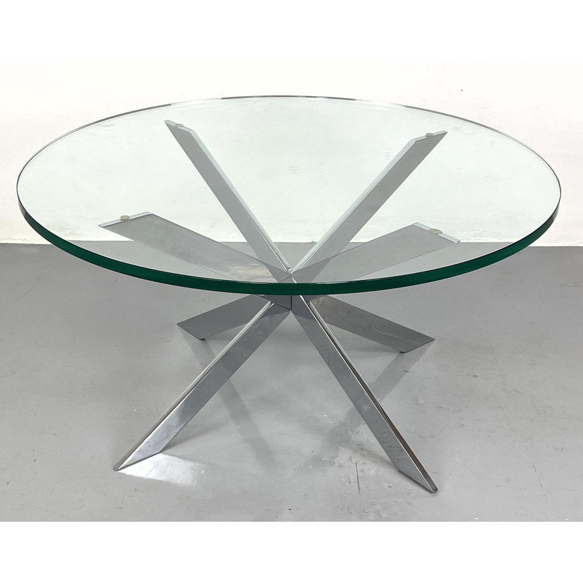 Appraisal: PACE Glass and Chromed Steel Cocktail Coffee Table Beveled glass