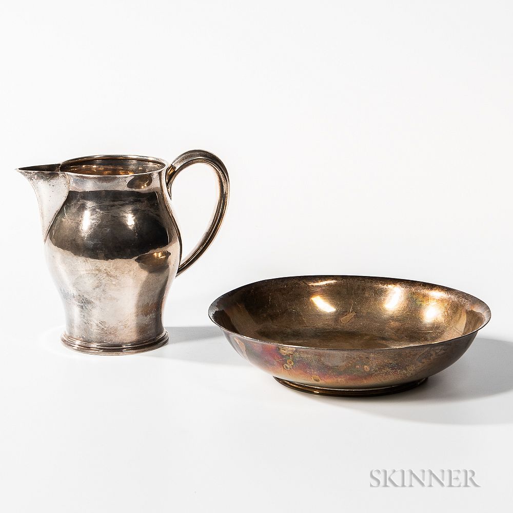 Appraisal: Gebelein Sterling Silver Bowl and Pitcher Gebelein Sterling Silver Bowl