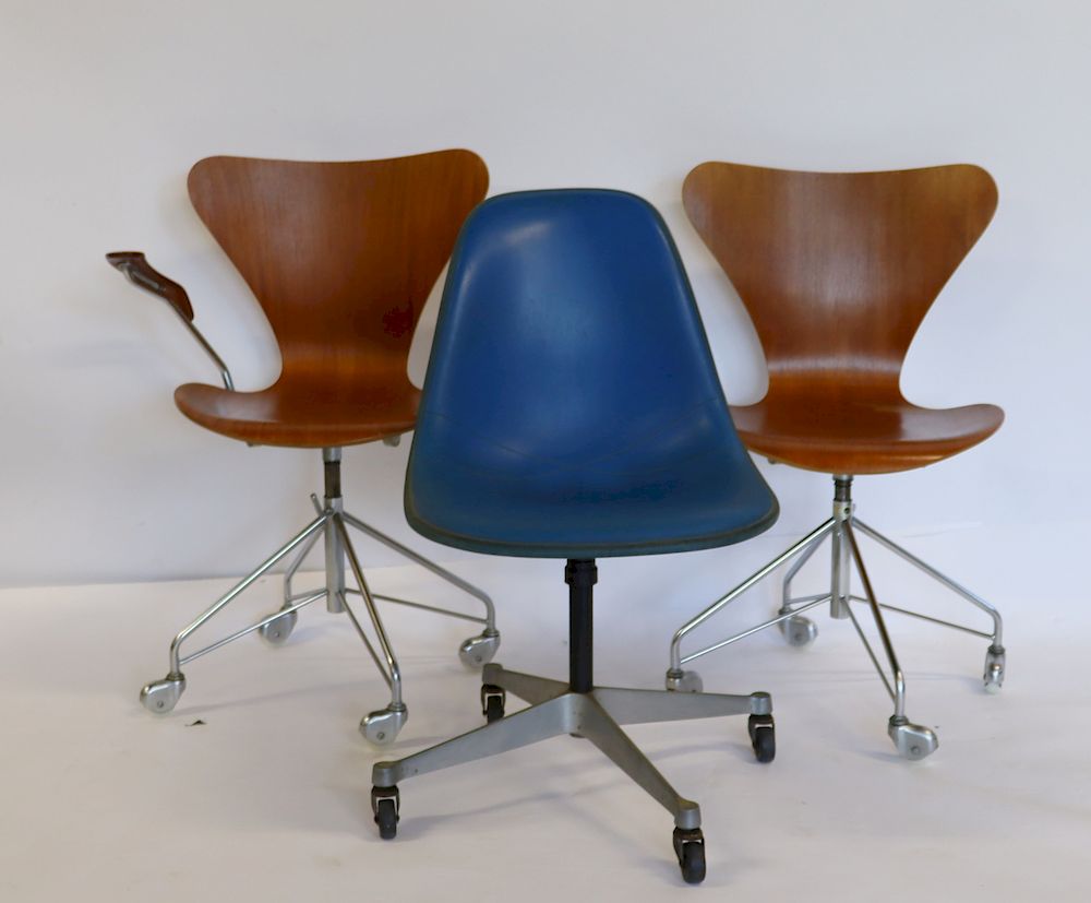 Appraisal: MIDCENTURY Fritz Hansen Herman Miller Chairs Miller x x Hansen