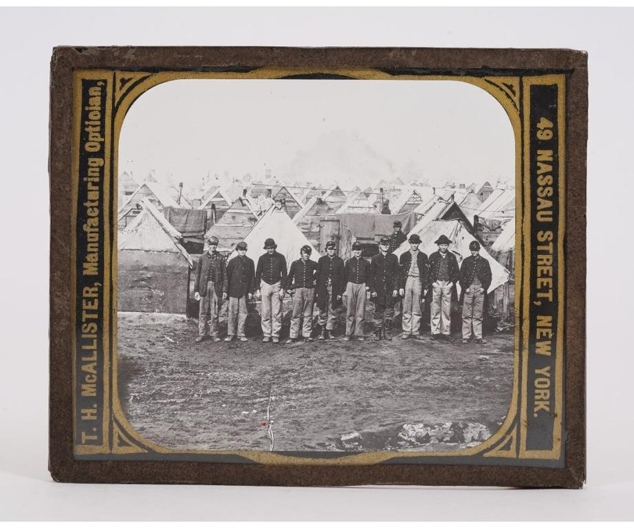 Appraisal: Uncased ambrotype of Civil War soldiers Winter Quarters case by