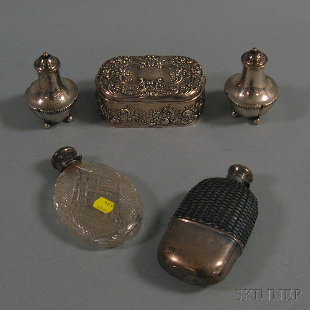 Appraisal: Five Miscellaneous Sterling Silver and Silver-mounted Items a pair of