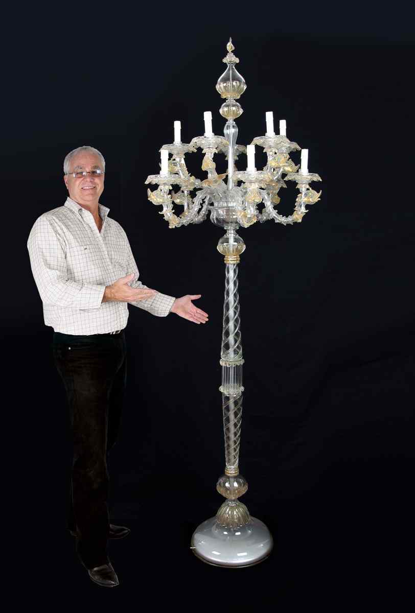 Appraisal: STUNNING VENETIAN GLASS DOLPHIN FLOOR LAMP An impressive light floor