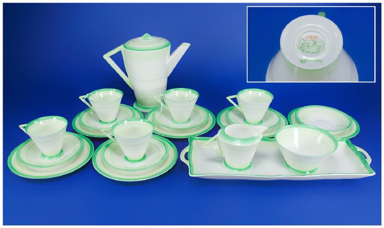 Appraisal: Shelley s Piece Tea Set Bands and Shades design No