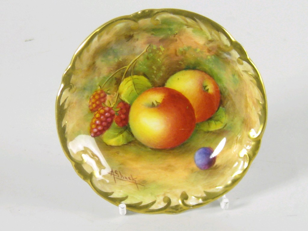 Appraisal: A Royal Worcester circular Pin Dish painted fruit with gilt