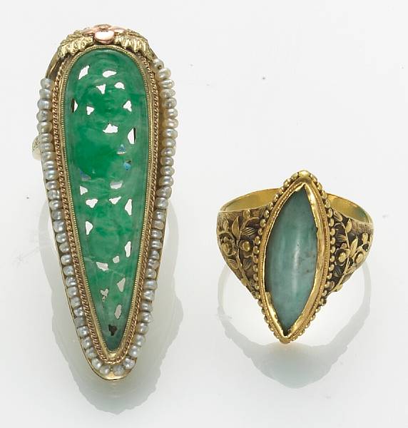 Appraisal: A jadeite jade and k gold ring together with a