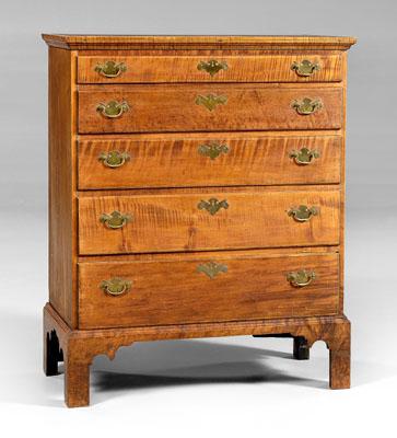 Appraisal: New England tiger maple tall chest figured maple with white