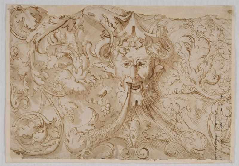 Appraisal: ITALIAN SCHOOL STUDY FOR GROTESQUE DECORATION Ink and wash on