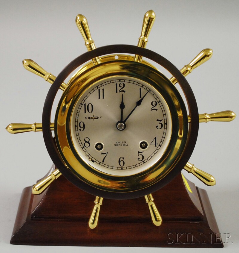 Appraisal: Chelsea Yacht Wheel Clock with ship's bell striking mechanism Arabic