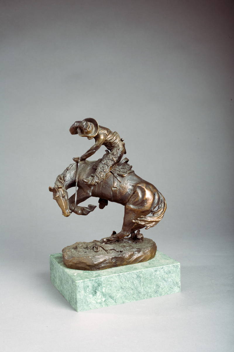 Appraisal: SMALL BRONZE OF 'THE RATTLESNAKE ' AFTER FREDERIC REMINGTON Mounted