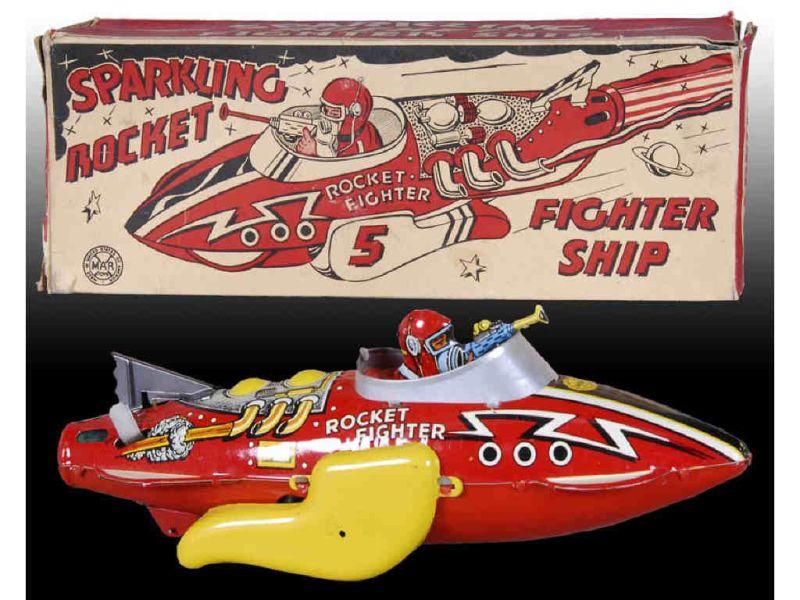 Appraisal: Marx Tin Wind-Up Rocket Fighter Toy with Original Description ''