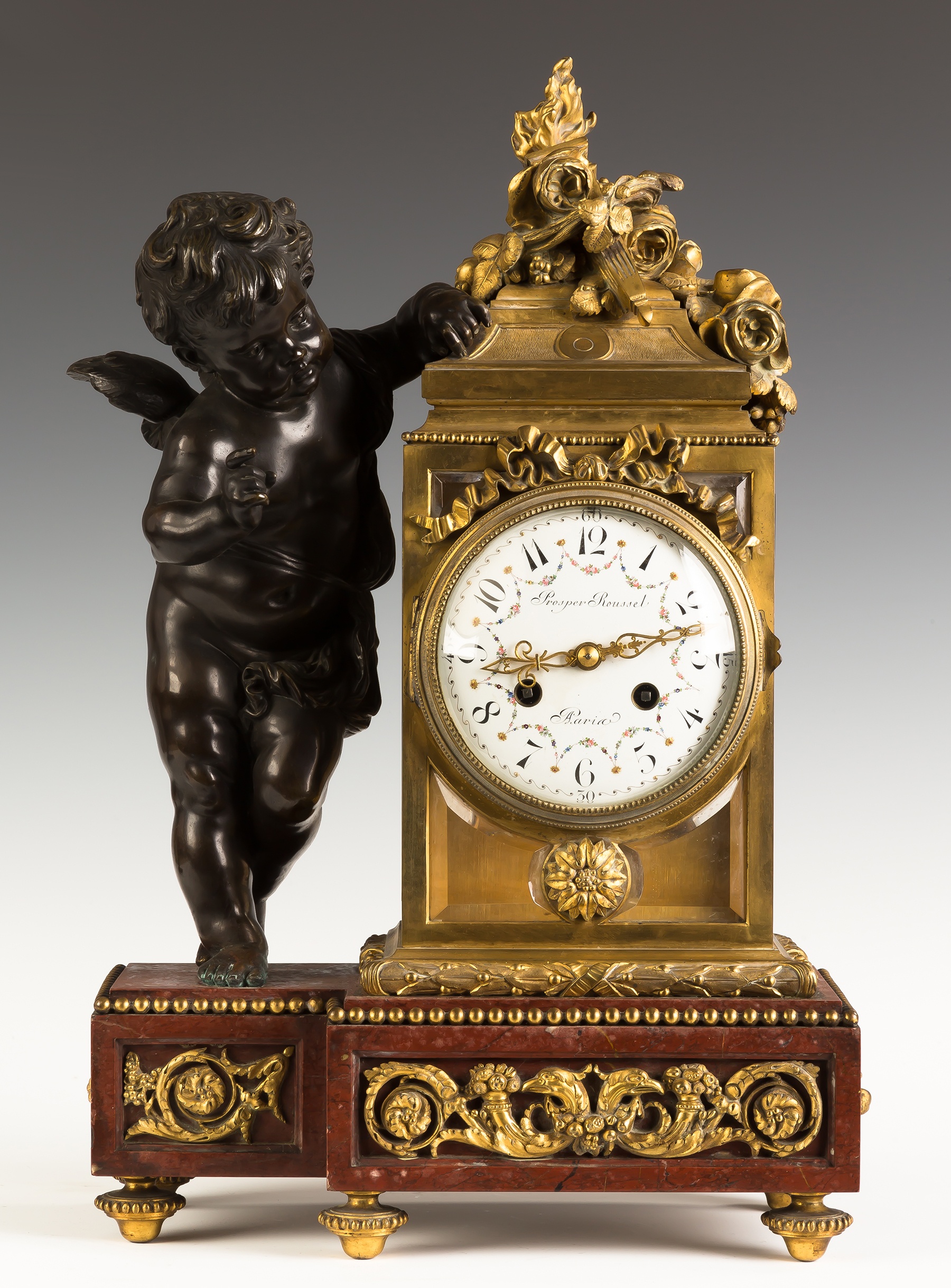 Appraisal: Prosper Roussel French Gilt Bronze and Marble Mantel Clock th