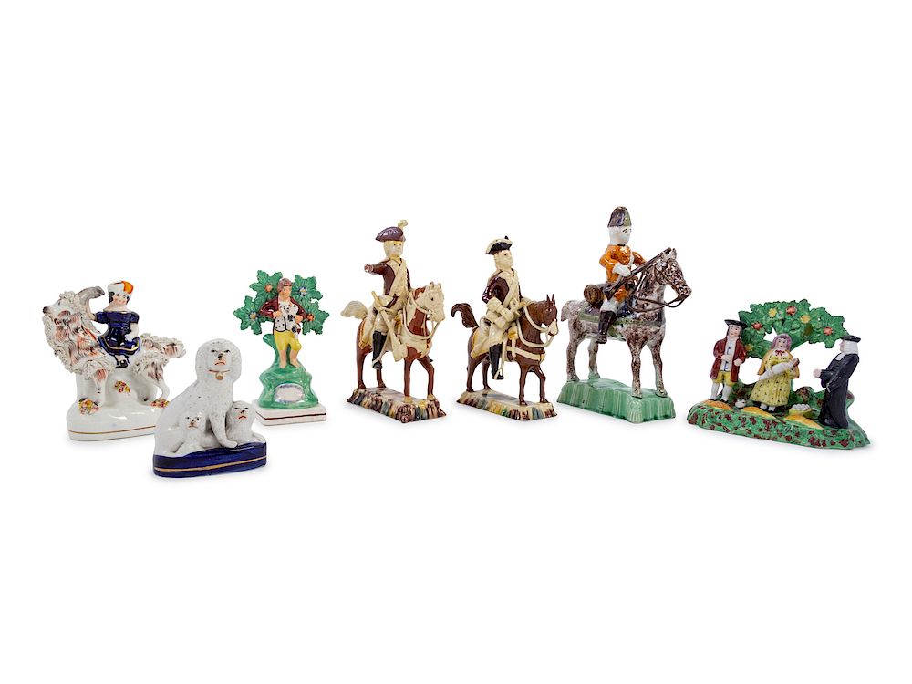 Appraisal: Seven Staffordshire Figural Groups Seven Staffordshire Figural Groups items total