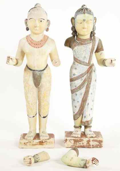 Appraisal: East Indian Marble Courtiers th century statues of a lady