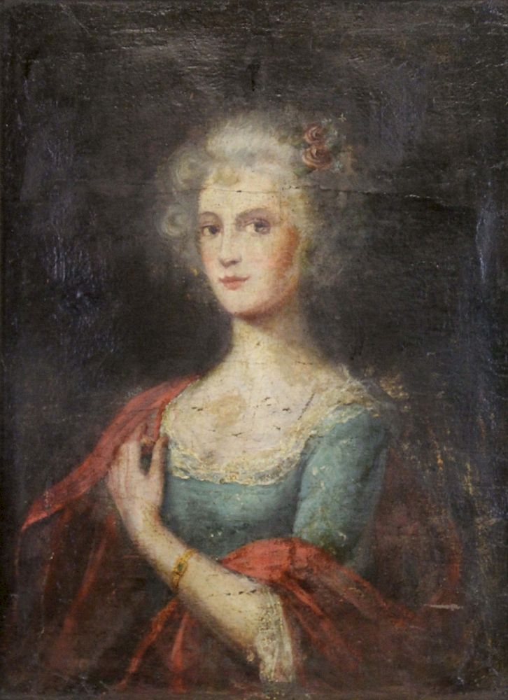 Appraisal: APPARENTLY UNSIGNED Fresco on Canvas Portrait of a Lady From