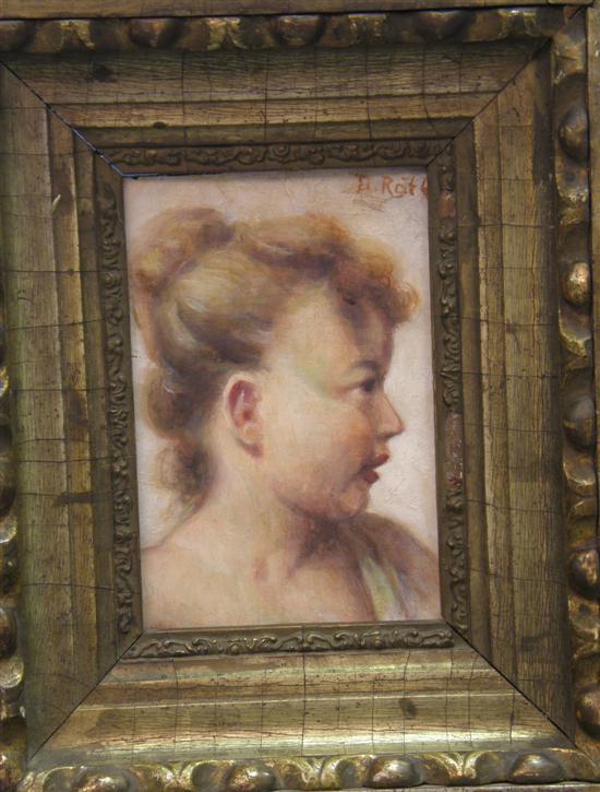 Appraisal: O Roitt th century Italian school oil on board profile