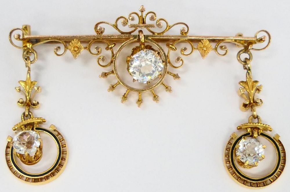 Appraisal: VICTORIAN KT YELLOW GOLD LADIES PIN About wide hangs down