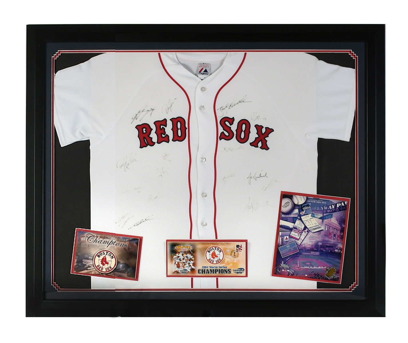 Appraisal: RED SOX WORLD CHAMPS SIGNED BASEBALL JERSEY signatures on an