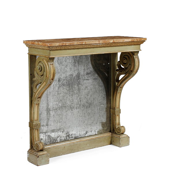 Appraisal: AN EARLY VICTORIAN GREEN PAINTED CONSOLE TABLE with faux marble