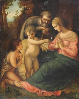 Appraisal: Manner of Titian The Holy family with St John the