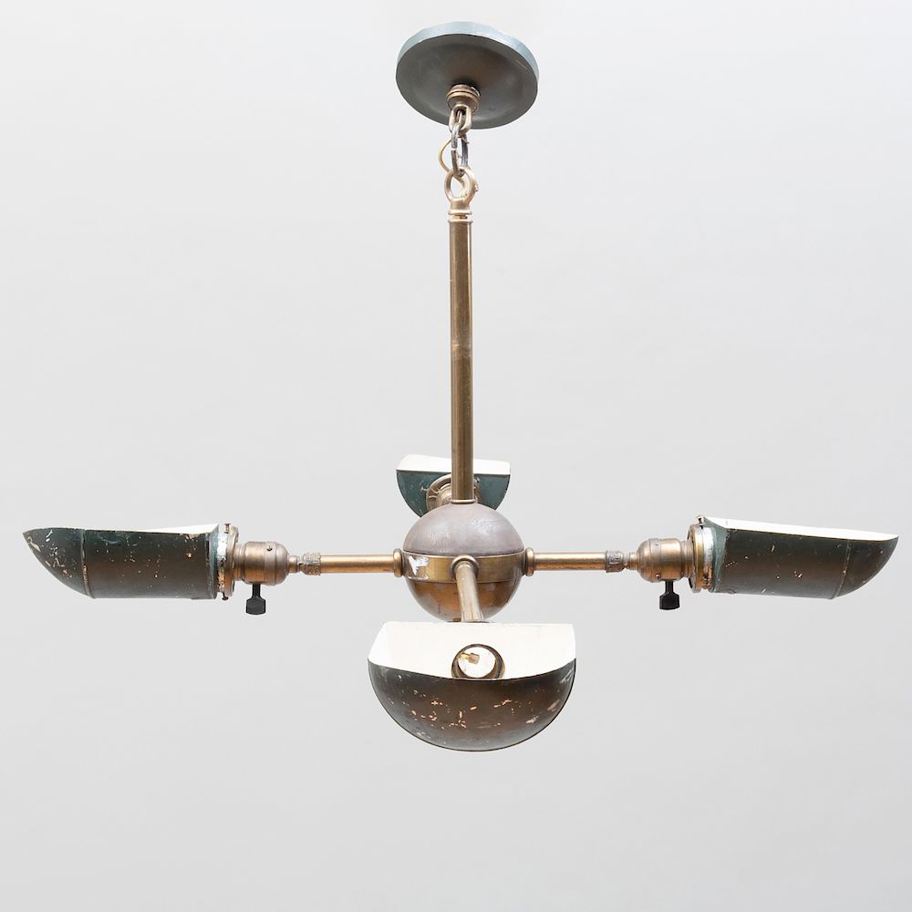 Appraisal: Modern Brass and Painted Tin Four-Light Chandelier x in Condition