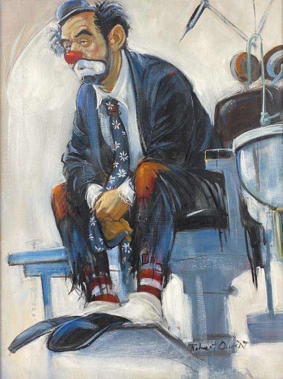 Appraisal: Robert Owen Oil On Canvas Seated ClownFrame x