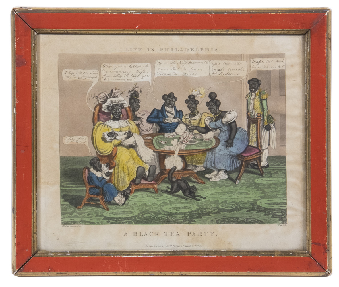 Appraisal: EARLY TH C BRITISH CARICATURE 'BLACKIANA' PRINT Life in Philadelphia