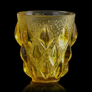 Appraisal: LALIQUE Rampillon vase yellow glass LALIQUE Rampillon vase France des