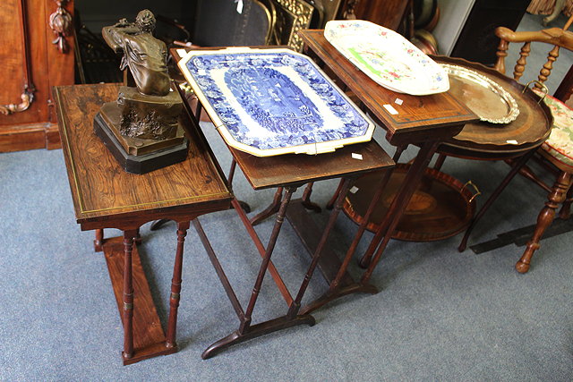 Appraisal: AN OLD MAHOGANY RECTANGULAR TOPPED OCCASIONAL TABLE two further similar