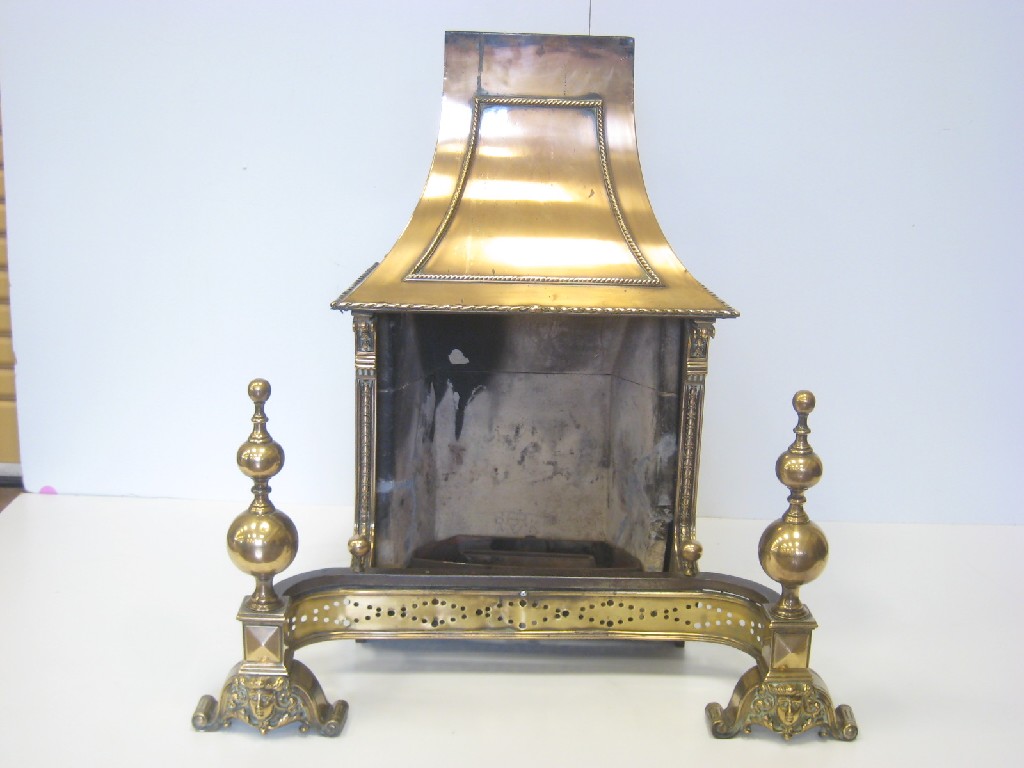 Appraisal: A bronze mounted Fireplace with integral fender and dogs with