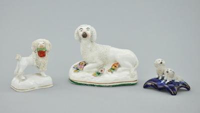 Appraisal: Three Staffordshire Porcelain Figures of Poodles The first a larger