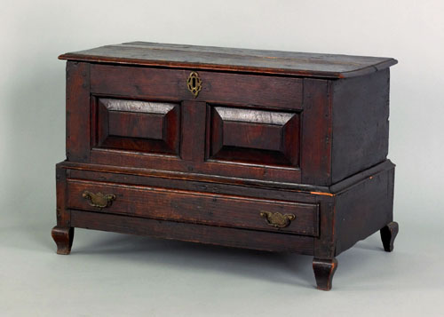 Appraisal: Miniature Georgian oak blanket chest early th c the lift