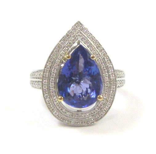 Appraisal: TANZANITE DIAMOND AND FOURTEEN KARAT GOLD RING The white gold