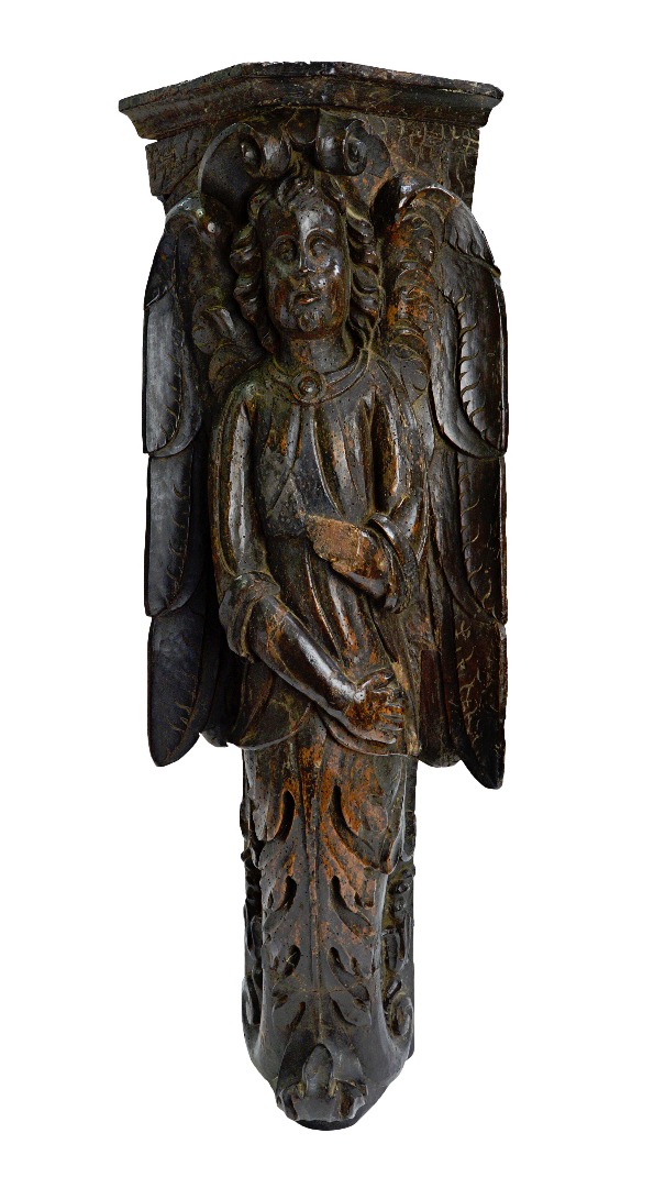 Appraisal: A large th century Continental carved walnut figure of an