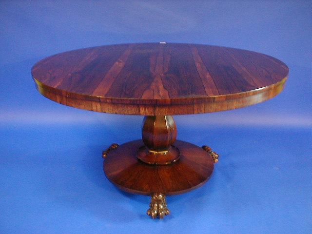 Appraisal: A William IV rosewood breakfast table with circular tilt top