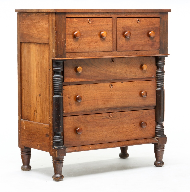 Appraisal: AMERICAN TRANSITIONAL CHEST Second quarter th century walnut with poplar