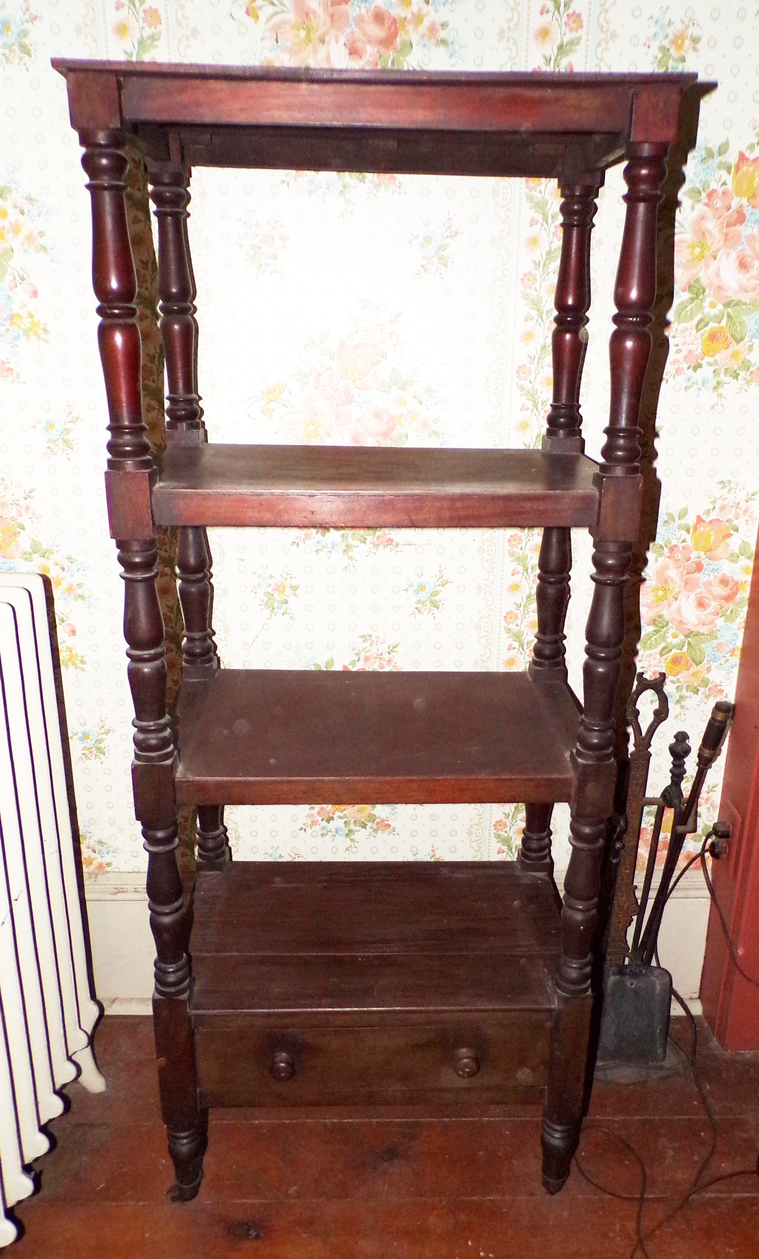 Appraisal: Victorian walnut music stand shelves over drawer x x ''