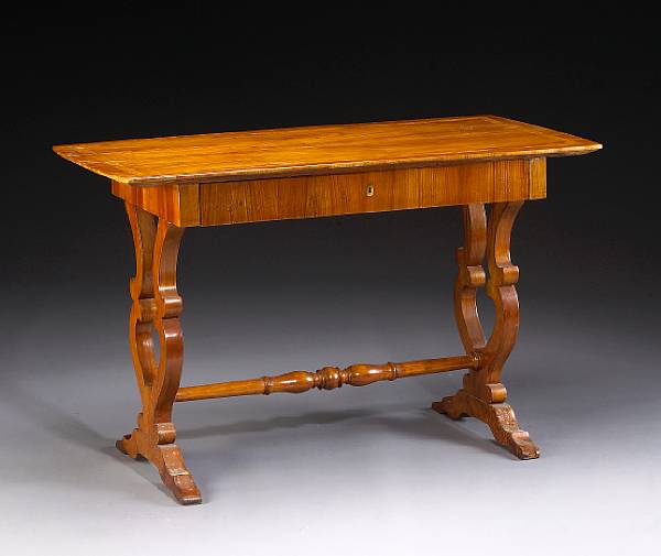 Appraisal: A Biedermeier walnut sofa table second quarter th century The