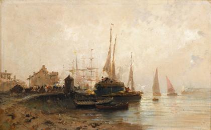 Appraisal: EUG NE GALIEN-LALOUE french - SHIPS AT SEA Signed 'E