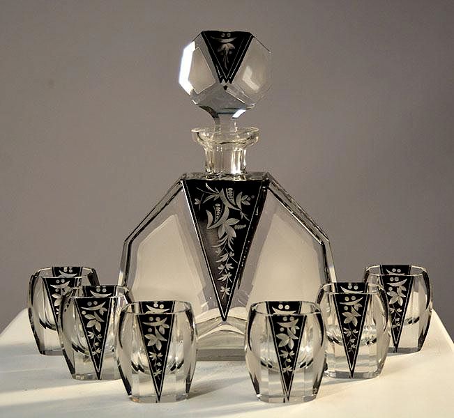 Appraisal: Art Deco Karel Palda Decanter Set Art Deco Karel Palda